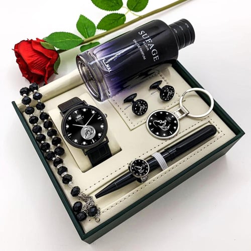 بوكس للرجال طقم ساعه رجالي بالاسم