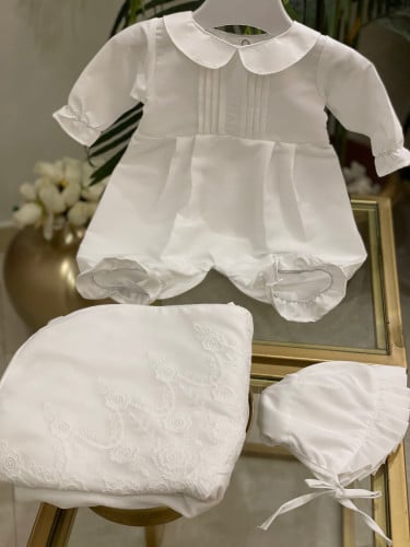 طقم مواليد سكري فاتح أقرب للأبيض 3 قطع