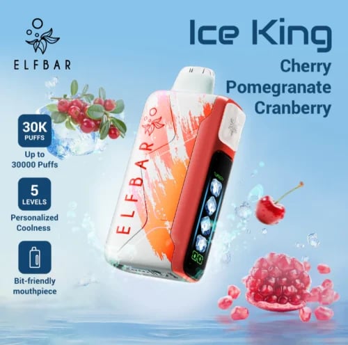 30000 puffs of Ice King cherry pomegranate berry