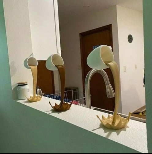 كوب القهوة العائم ، نحت ، زخرفة مطبخ ، رذاذ سحري ،...