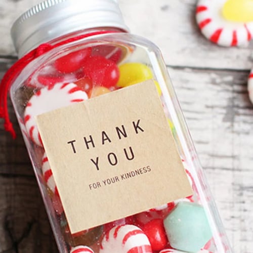 ملصقات مستديرة مربع التسمية ( شكراً لك ) للحفلات و...