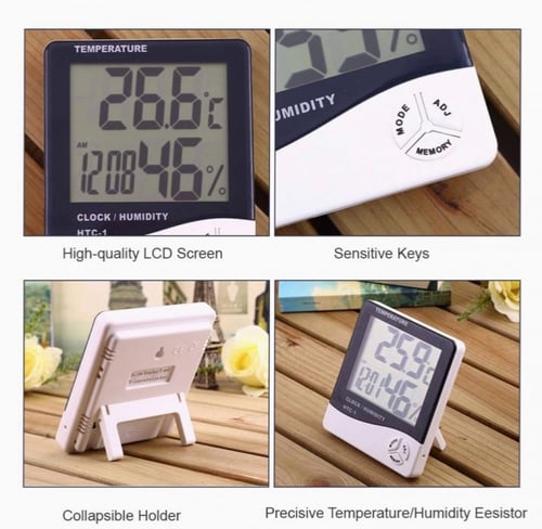 جهاز قياس درجة الحرارة والرطوبة مع ساعة منبه وشاشة...