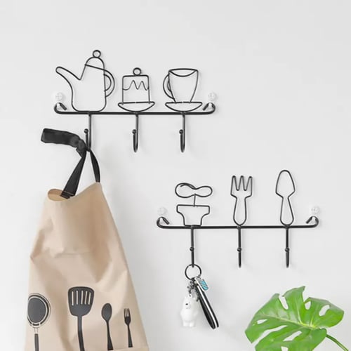 شماعات المطبخ السوداء حرف يدوية ابداعية+ ملصقين اض...