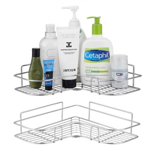 رف زاوية أنيق للحمام بلا حفر