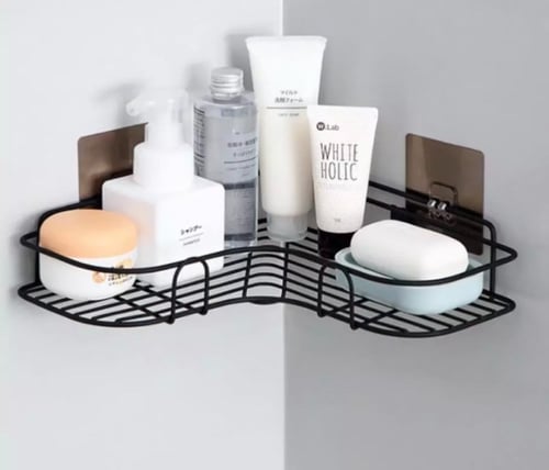 رف زاوية أنيق للحمام بلا حفر