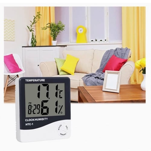 جهاز قياس درجة الحرارة والرطوبة مع ساعة منبه وشاشة...