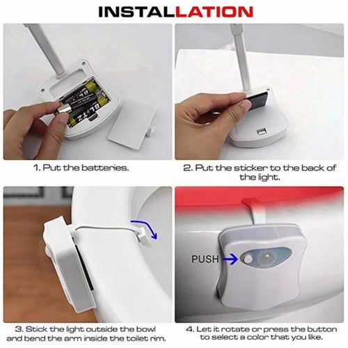 مرحاض مزود بمستشعر ذكي بأضواء ليلية LED 8 اللون ال...
