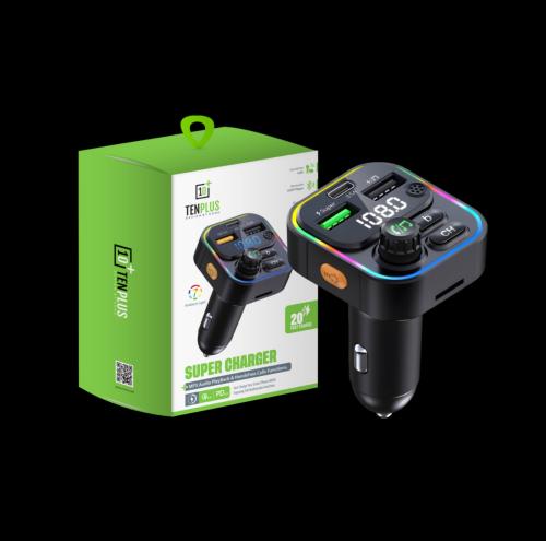 تن بلس- شاحن سياره ومشغل mb3 بلوتوث بمنفذ تايب سي+...