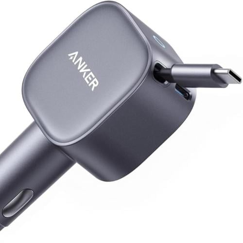 شاحن سيارة سريع ذو كابل مدمج قابل للسحب-Anker Nano...