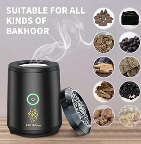 مبخره الكترونية متنقله مناسبة لانواع البخور والمعم...