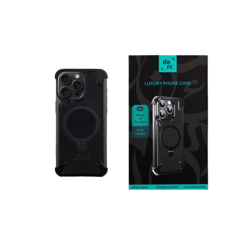 دارك - كفر جوال جلد إطار معدني، جلد طبيعي، حماية ك...