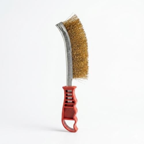 Copper wire brush with plastic handle