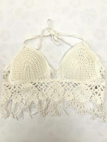 بكيني توب كروشيه (أبيض) | Crochet Bikini Top (Whit...