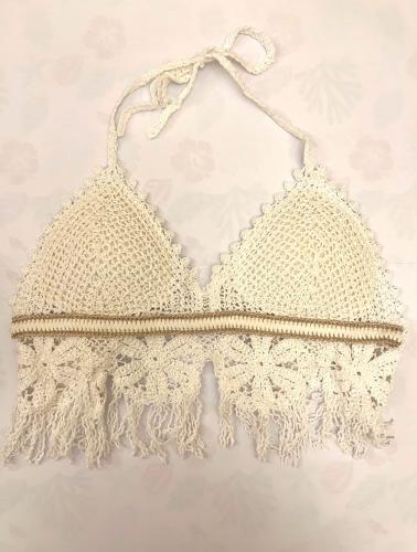 بكيني توب كروشيه (أبيض) | Crochet Bikini Top (Whit...