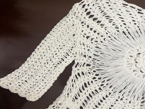 بلوزة كروشيه (أبيض) | Crochet Beachwear Cover-Up (...
