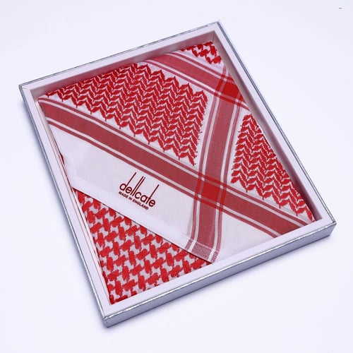 شماغ ديليكات كلاسك 24 لون احمر دم الغزال - انجليزي