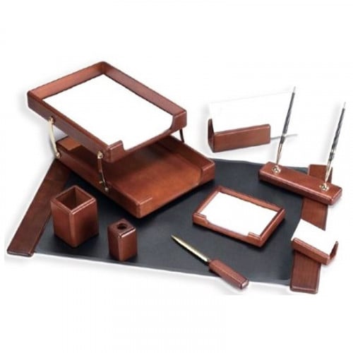 طقم مكتب 9 قطع خشبي غامق