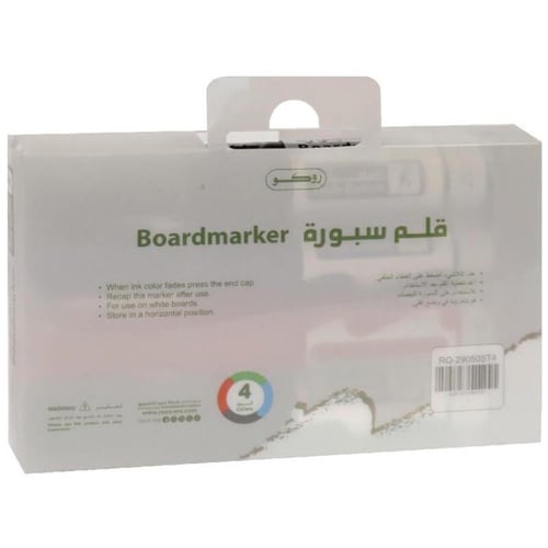 روكو قلم سبورة ضغاط طقم 4 لون العبوة 12 طقم