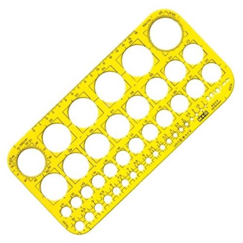 M+R Circle Template Yellow Transparent, Styrolux