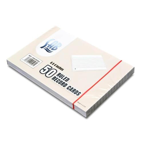 SAB RULED RECORD CARDS 4*6" 50 SHEETS