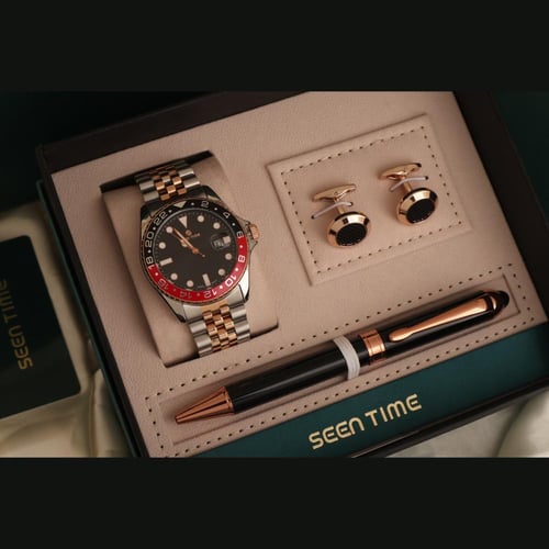 طقم رجالي راقي يجمع بين فخامة الساعة وأناقة الإكسس...