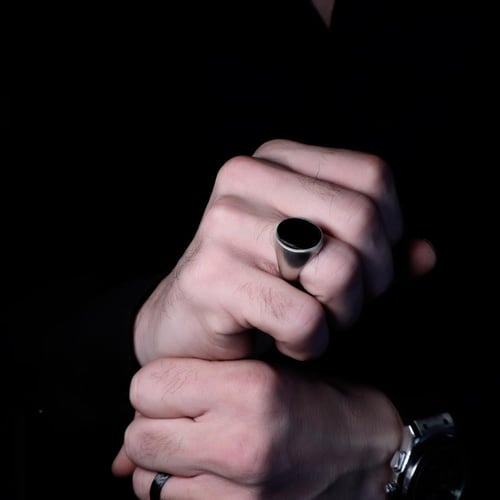 خاتم أنيق من الفضة المطفية عيار 925 ومرصع بحجر أون...