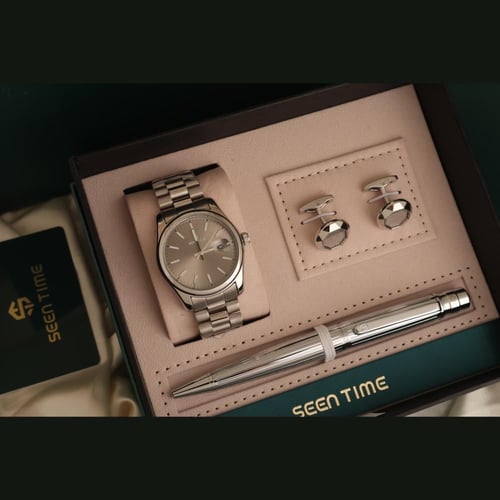 طقم ساعة رجالي يجمع بين الفخامة والتصميم الراقي لإ...