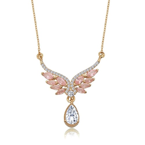 قلادة نسائية عصرية من الفضة الخالصة المطلية ذهب وم...