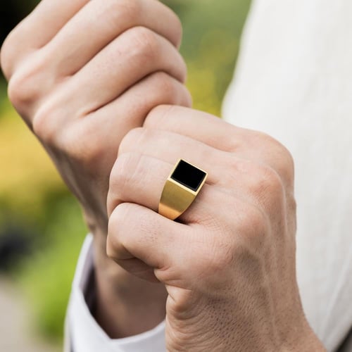 خاتم أنيق من الفضة الإسترلينية الخالصة مرصع بحجر أ...