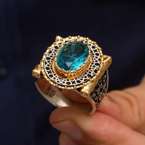 خاتم فاخر مصاغ بحرفية عالية من الفضة الخالصة عيار...