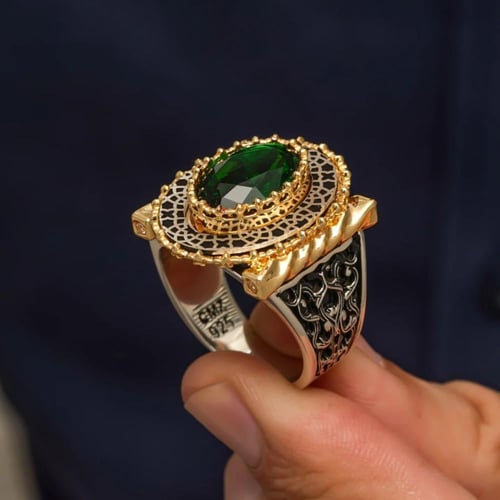 خاتم فاخر من الفضة الخالصة بصياغة يدوية مميزة تجمع...