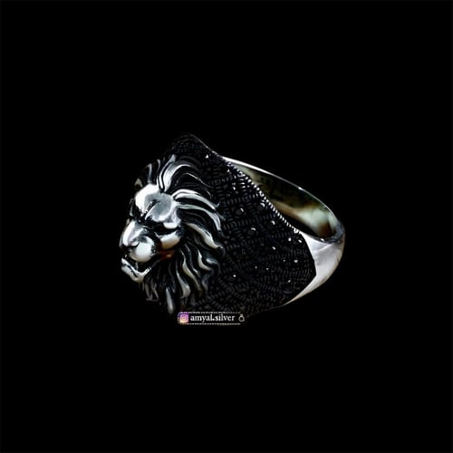 خاتم رأس الأسد بتصميم راقي من الفضة الإسترلينية ال...