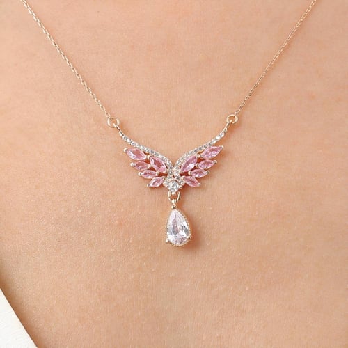 قلادة نسائية عصرية من الفضة الخالصة المطلية ذهب وم...