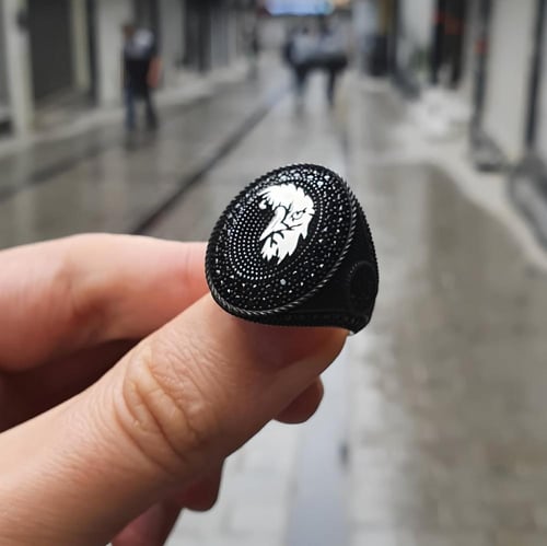 خاتم راقي من الفضة الخالصة بالكامل بتصميم فخم شكل...