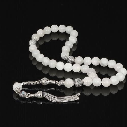 سبحة فخمة من أحجار القمر الطبيعية برأس أنيق من الف...