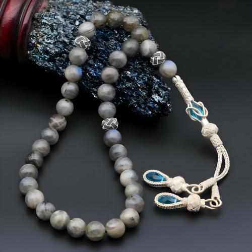 سبحة راقية من أحجار الطاؤوس الطبيعي وبشرابة من الف...