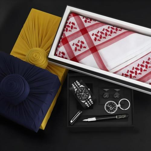 بوكسات هدايا رجالية راقية بساعة مميزة مع شماغ ومجم...