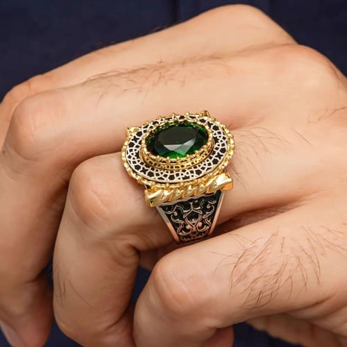 خاتم فاخر من الفضة الخالصة بصياغة يدوية مميزة تجمع...