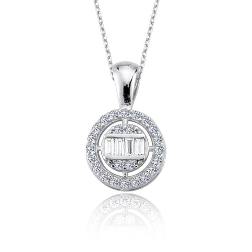 طقم نسائي بتصميم فريد - سلسال مع حلق من الفضة الخا...