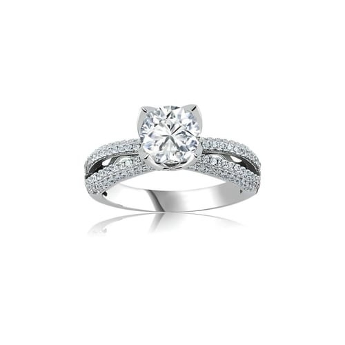 خاتم أنيق من الفضة الخالصة مصاغة بزخارف الزهرة بفص...