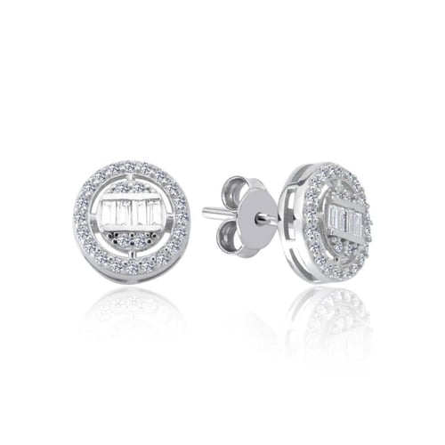 طقم نسائي بتصميم فريد - سلسال مع حلق من الفضة الخا...