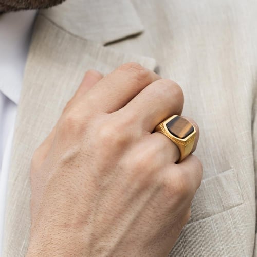 خاتم راقي فضة مطفية خالصة - مرصع بحجر عقيق عين الن...