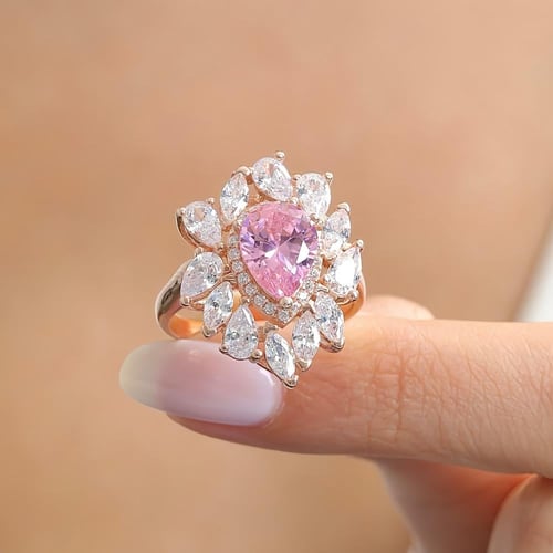 خاتم فضة مصاغ بلمسة إسطنبولية فخمة مطلي ذهب بحجر ز...