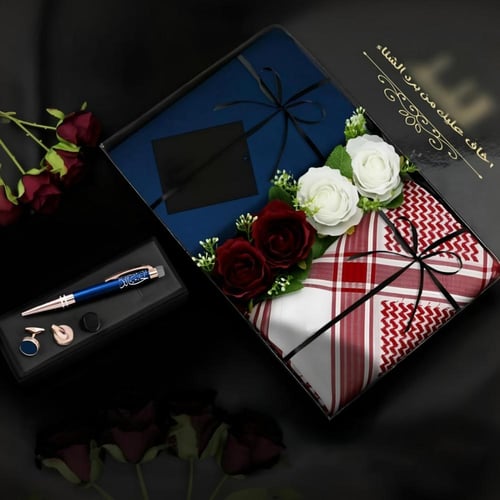 بوكسات هدايا رجالية فخمة بشماغ وقماش عالي الجودة ب...