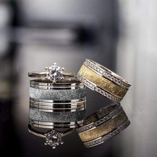 طقم دبل راقية من الفضة الإيطالية عيار 925 مطلية با...