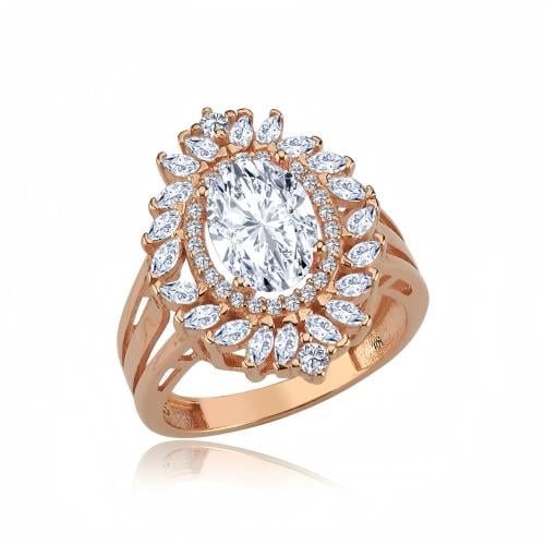 خاتم راقي فضة خالصة مطلية ذهب مرصع بأحجار سوارفيسك...