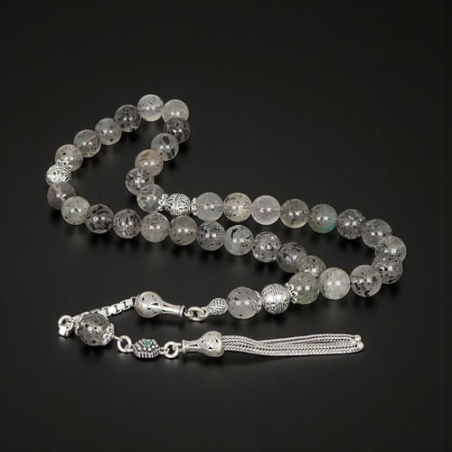 طقم فاخر يضم خاتم وسبحة من أحجار العقيق الطبيعي وا...