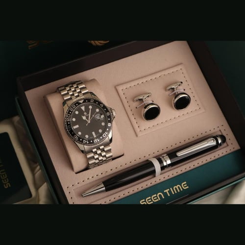 طقم رجالي راقي يجمع بين فخامة الساعة وأناقة الإكسس...