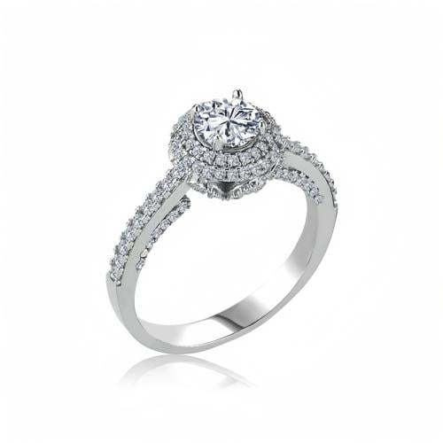 خاتم فخم فضة عيار 925 مصاغة بشكل أنيق ومرصعة بفصوص...