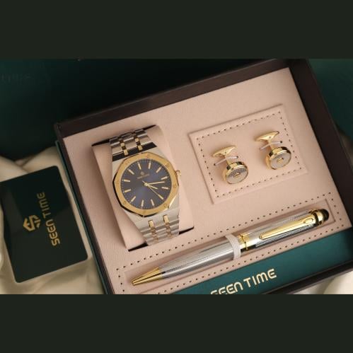 طقم ساعة راقي بتفاصيل عصرية فخمة مع إكسسوارات متنا...